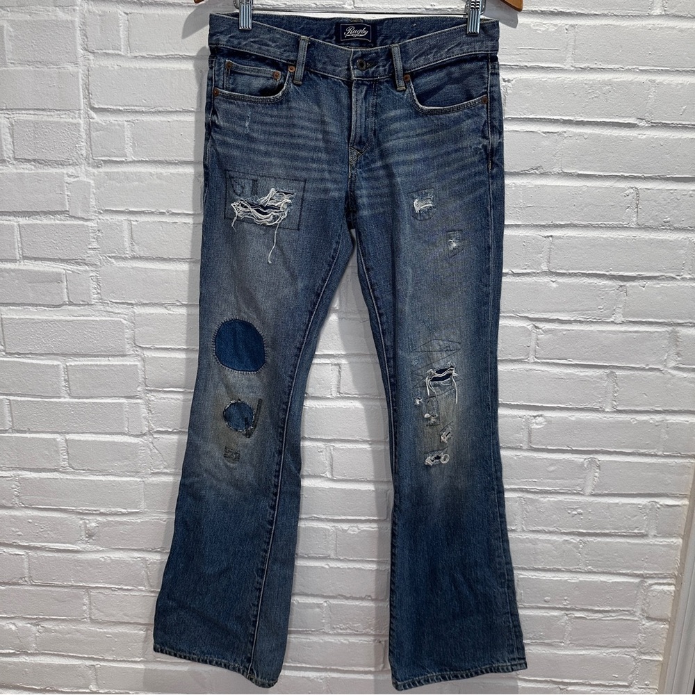 Polo Ralph Lauren Rugby Distressed Repaired Patchwork Bootcut Jeans Size 28